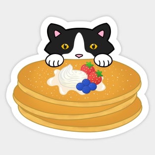 Cat Eating Breakfast Pancakes Sticker